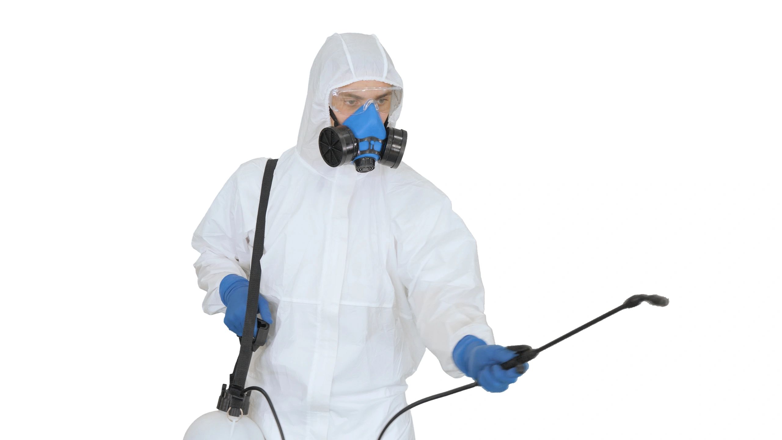 Commercial pest control professional carrying out treatment