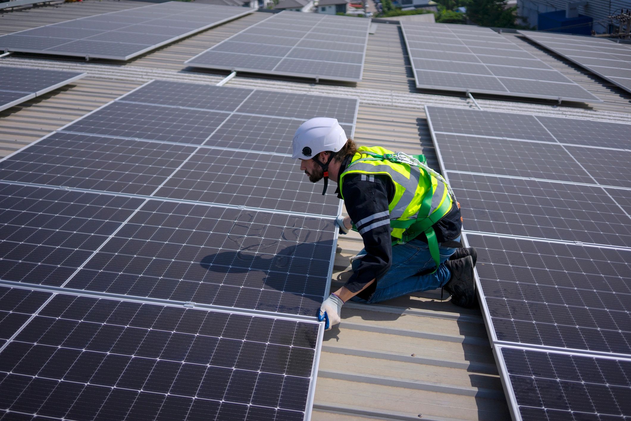 Worker performing electrical installation and maintenance