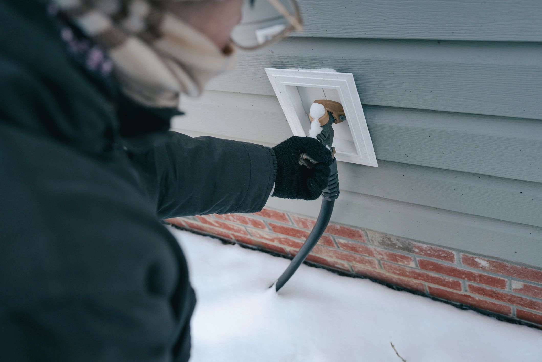 Maintenance check of exterior plumbing connection
